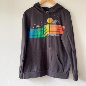 Star Wars Rainbow Millennium Falcon Grey Graphic Hoodie Size M